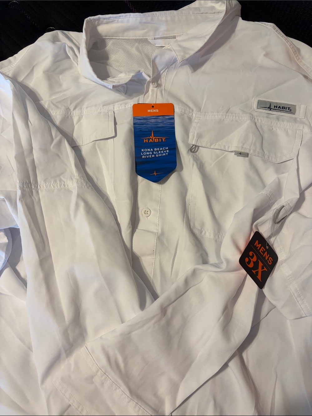 Habit Kona Beach Men's Long Sleeve Casual Button-Down Shirt - White